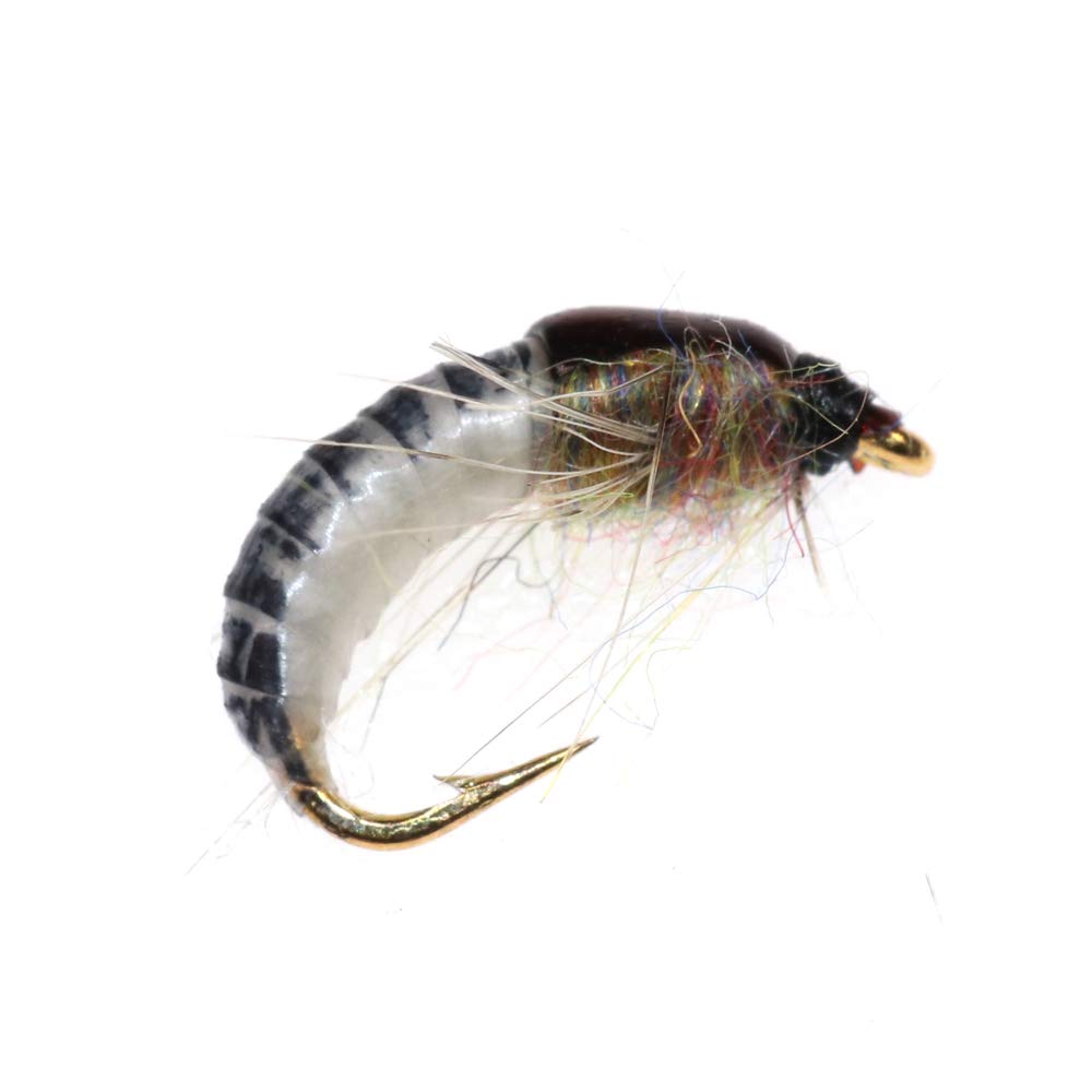 Greatfishing 6pc #12 Super Sturdy Realistic Nymph Scud Flies for Trout Nymph Beadhead Fishing Wet Assortment Flies