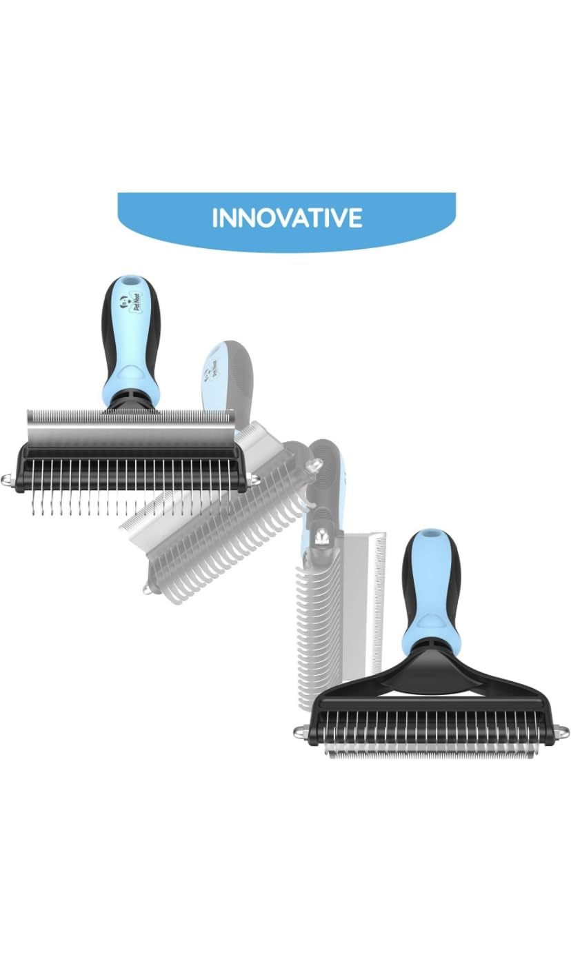 Dog Brush for Shedding & Cat Brushes for Indoor Cats - Double Coat Dog Brushes for Grooming - Hair Remover Pet Grooming Tools - 2 in 1 Deshedding Brush & Undercoat Rake for Dogs - Defur Comb Cleaner