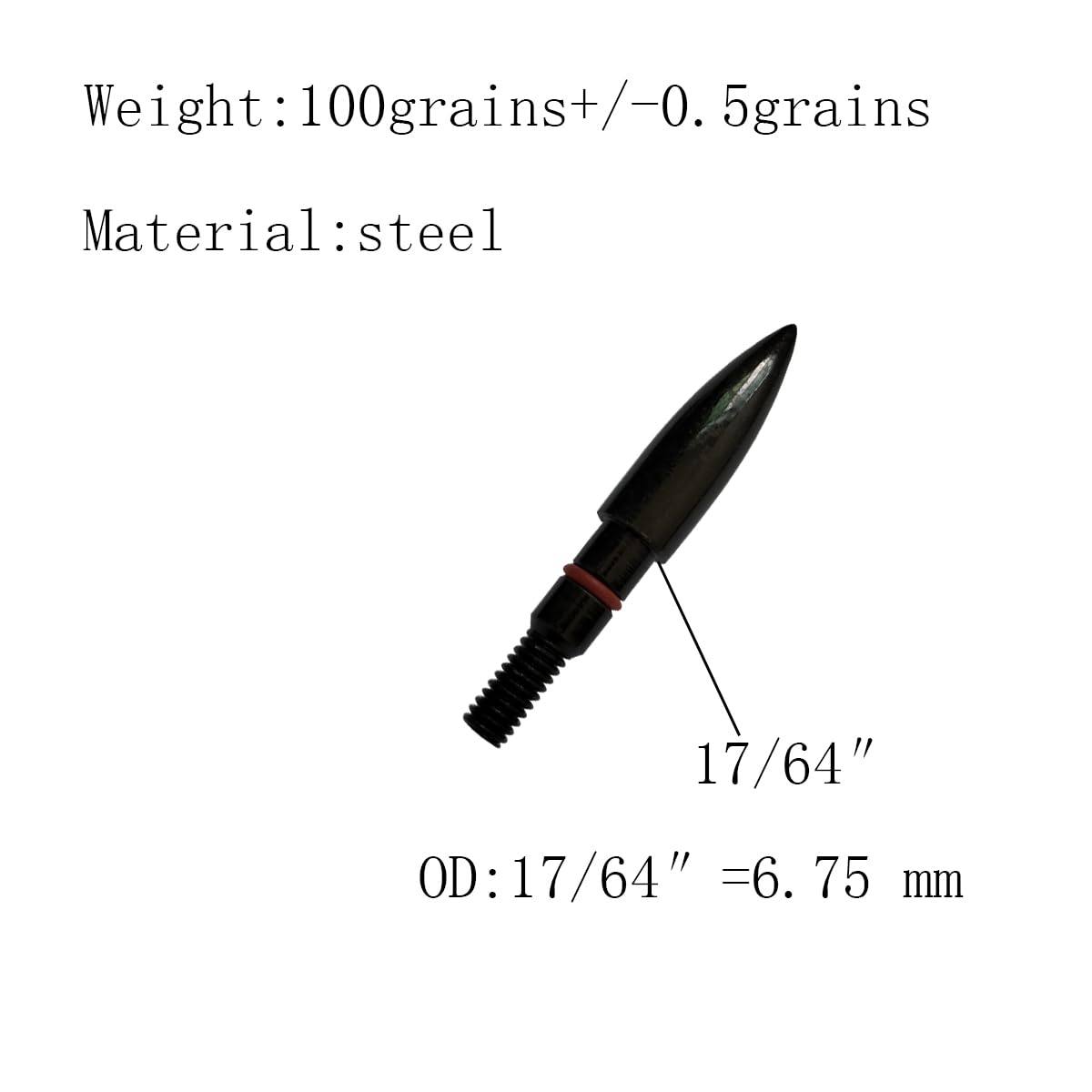 Archery Field Points 17/64 Inch 9/32 in 19/64 Inch 5/16 in (12 Pack) for Field Target Practice Shooting (A - 17/64″-100grains)