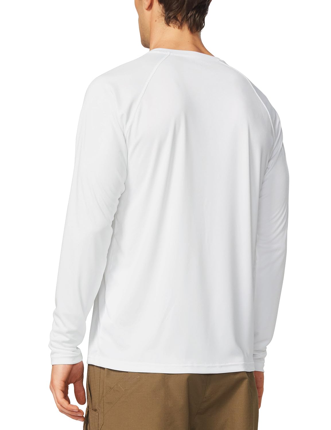 baleaf Mens UPF 50+ Sun Protection Shirts Long Sleeve Rash Guard, Quick Dry 4-Way Stretch for Fishing Swimming Surfing 01-White XL