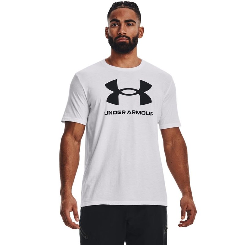 Under Armour Men's Sportstyle Logo Short Sleeve T Shirt, (100) White / / Black, Large