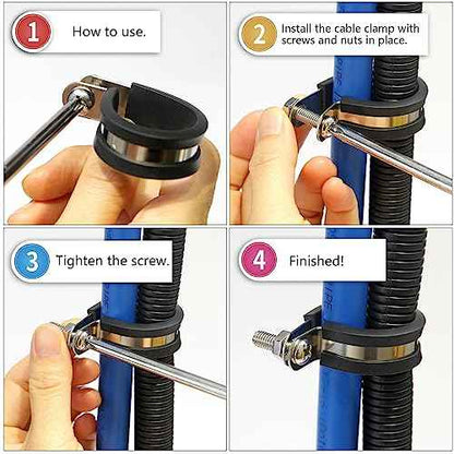 100 PCS 1/2 Inch Cable Clamps - 304 Stainless Steel, Insulated, Hose & Pipe Clamps