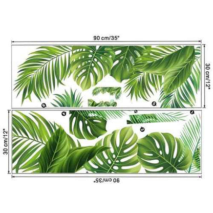 Green Leaf Wall Sticker, Flower, Bird, Jungle, Green Plant Sticker, Peel and Paste Tropical Rainforest Turtle Back Leaf Wall Sticker, Bedroom Porch, Living Room, Bedroom Home Decoration Wall