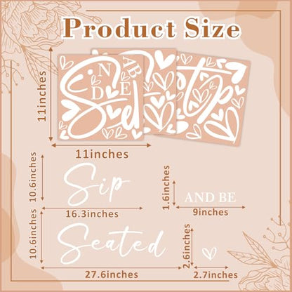 Wedding Seating Chart Decal Stickers Wedding Sign Decor Sip and Be Seated Vinyl Mirrors Sticker for Weddings Reception Display Welcome to Our Weddings Decals for Seating Chart Marriage Decor(White)