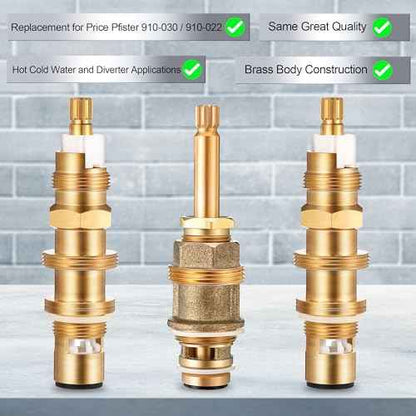 Dreyoo Ceramic Disc Cartridge Replacement for 910-030, Diverter Stem Replacement for 910-022, Shower Valve Faucet Cartridge Compatible with Price/Pfister, Hot Cold Diverter, Brass Construction