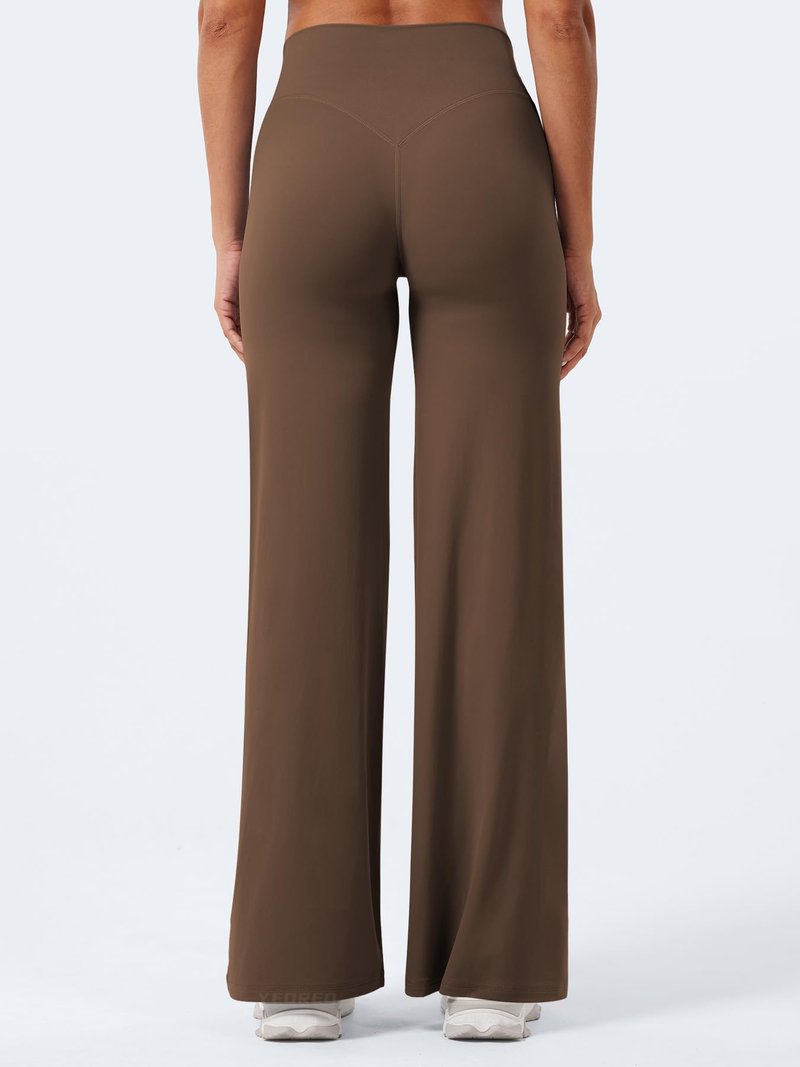 YEOREO Workout Leggings Womens No Front Seam Straight Leggings 31.5" Thin Fleece High Waist Buttery Eddiy Gym Yoga Pants Brown S