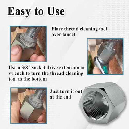 05265 Thread Clean Adapter for Household Outdoor Faucets, Clean Wrench Tool, Silver