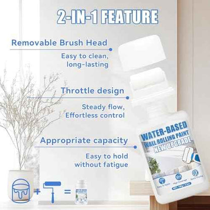 White Paint, White Touch up Paint for Walls with Roller 100g, Water Based, Low Odor, Quick-drying, Suitable for Covering Stains, Scratches, Graffiti, DIY