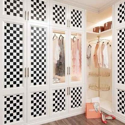 YENHOME Self Adhesive Checkered Wallpaper Modern Black and White Contact Paper Peel and Stick Countertops Waterproof Removable Wallpaper for Bathroom Kitchen Backsplash Countertop Cabinet 17.7"X80"