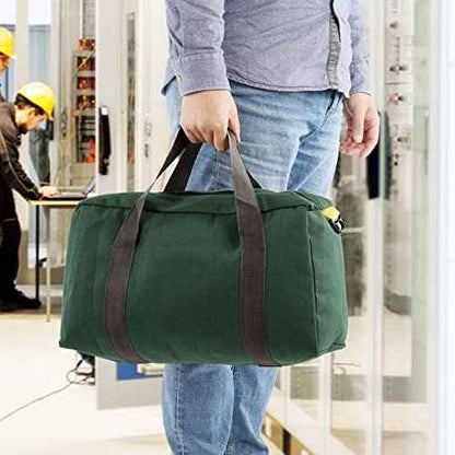Heavy Duty Large Capacity Tool Bag Wide Mouth, Portable Tool Tote for Carpentry Electrician (20in)