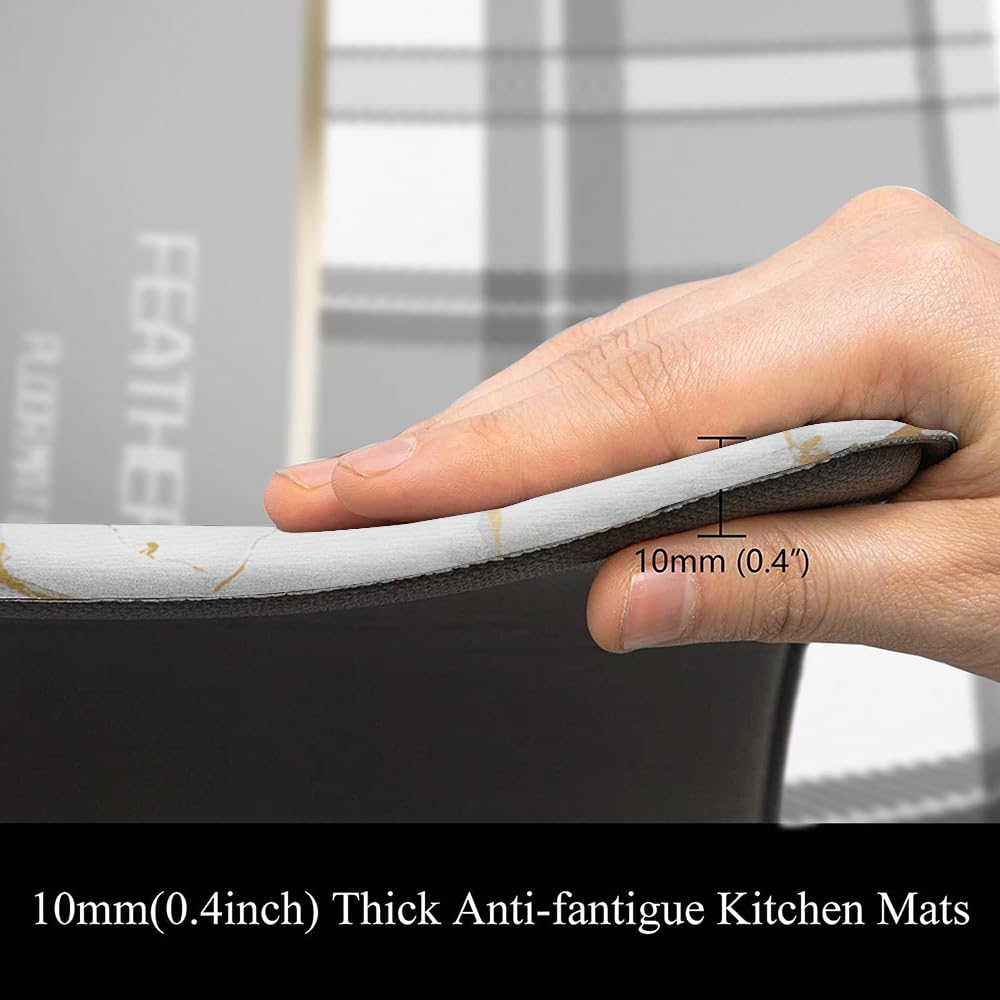 Mrcrypos Gold White Kitchen Rugs Cushioned Anti Fatigue Marble Kitchen Runner Rug PVC Waterproof Leather Long Kitchen Rug Non Slip Floor Comfort Mat for Kitchen Sink Laundry Office 23.5" W x 70" L