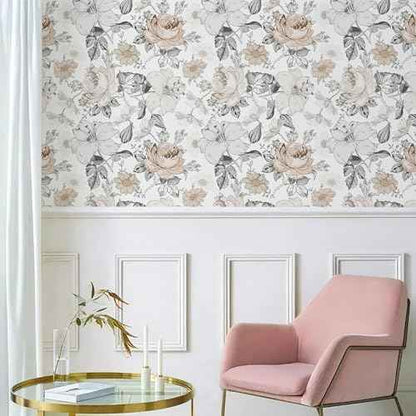 Hopepak Floral Peel and Stick Wallpaper for Bedroom Modern Farmhouse Flower Wall Paper Self Adhesive Removable Contact Paper for Cabinets Bathroom Nursery Shelf Drawer 15.5'' x 78.7''