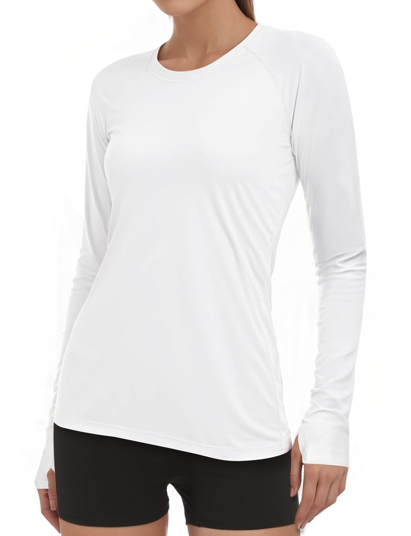 Rash Guard for Women UPF50+ Sun Shirt, Long Sleeve UV Protection Shirts Women Quick Dry Workout Shirts Hiking Swimming Tops (US, Alpha, XX-Large, Regular, Regular, White)