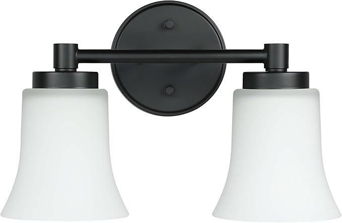 XiNBEi Lighting Bathroom Vanity Light, Vintage 2 Light Sconces Wall Light with Glass, Black Wall Mounted Light XB-W1235-2-MB