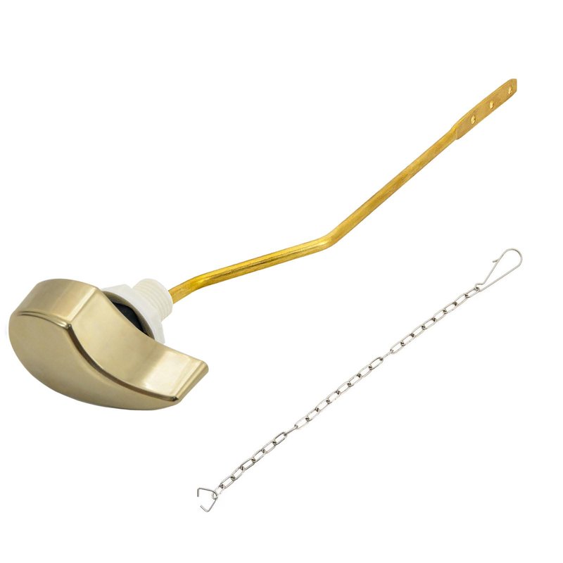 Lychee Light Toilet Cistern Side Flush Lever, Compatible with TOTO WC Flush Handle, Pure Copper Rod Body, Equipped with Hook-Style Chain for Toilet Flush Rod Replacement Part, 1 Piece (PVD Gold)