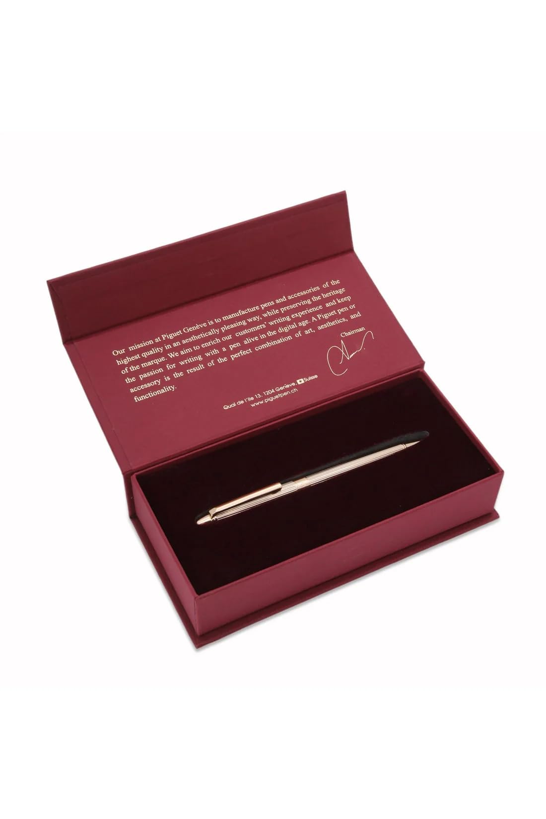 Piguet Genève – Luxury and Ergonomic Rollerball Signature Pen – Sigma V Signature – Blue Ink – Gift Boxed with Universal Refill (I'Doré)
