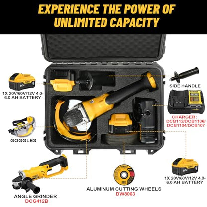 Hard Case for Dewalt Angle Grinder - Tool Bag for Dewalt 20V MAX XR Grinder Tool DCG412B, Waterproof & Shockproof Tool Box for Grinder/Cutting Wheels/Battery/Charger/Side Handle (Case Only)
