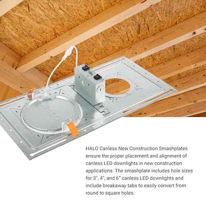 HALO New Construction Rough-in Mounting Smash Plate for 3/4/6 Inch Canless LED Lights, Made of Galvanized Steel, 12-Pack - SP346RS-12PK