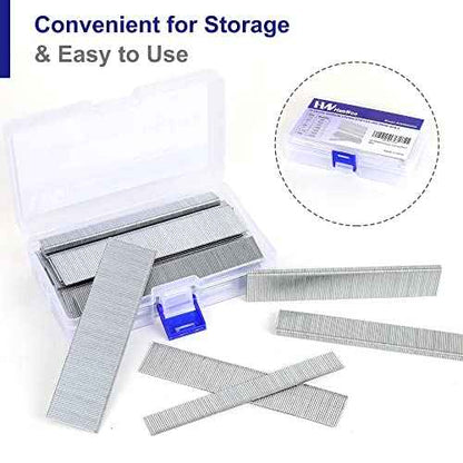 HW HAMWOO 18 Gauge 1800PCS,1/4" Narrow Crown Staples (1/2"- 400; 3/4"- 400; 1"- 400) and Brad Nails (5/8"-300,3/4"-300), Suitable for Most Brand of 18 Gauge Stapler