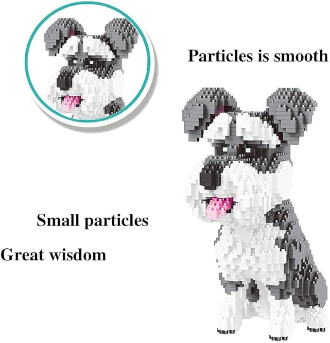 Mini Dog Building Blocks Pet Building Toy Bricks Micro Mini Blocks 3D Puzzle Building Blocks Set Toys Gifts for Kids or Adult Schnauzer (Big) 2100PCS