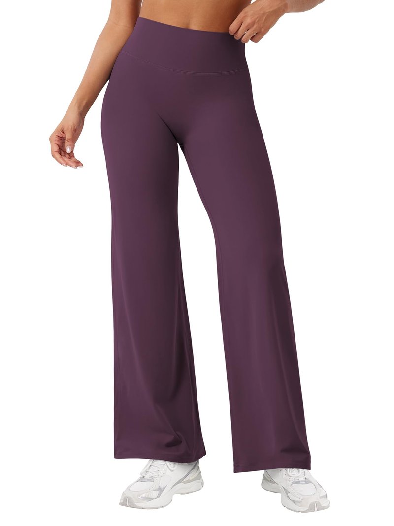 YEOREO Workout Leggings Womens No Front Seam Straight Leggings 29" High Waist Buttery Eddiy Gym Yoga Pants Black Berry Purple M