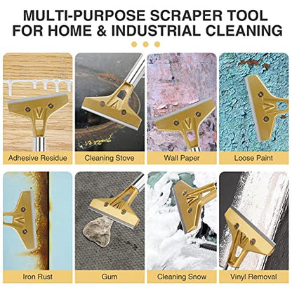 4 Inch Razor Blade Scraper with 20Pcs Extra Metal Blades Multi-purpose Heavy Duty Cleaning Scraper Tool for Removing Paint, Stickers, Decals, Labels on Floors, Glass, Tiles, Walls