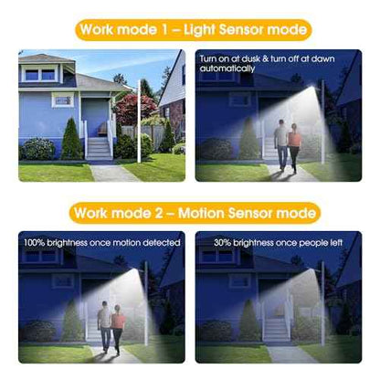 Solar Street Lights Outdoor, Cool White/Warm White Solar Street Light Dusk to Dawn/Motion Sensor, 1300LM IP65 Waterproof with Remote, Dimmable Area Security Light for Yard Path Driveway