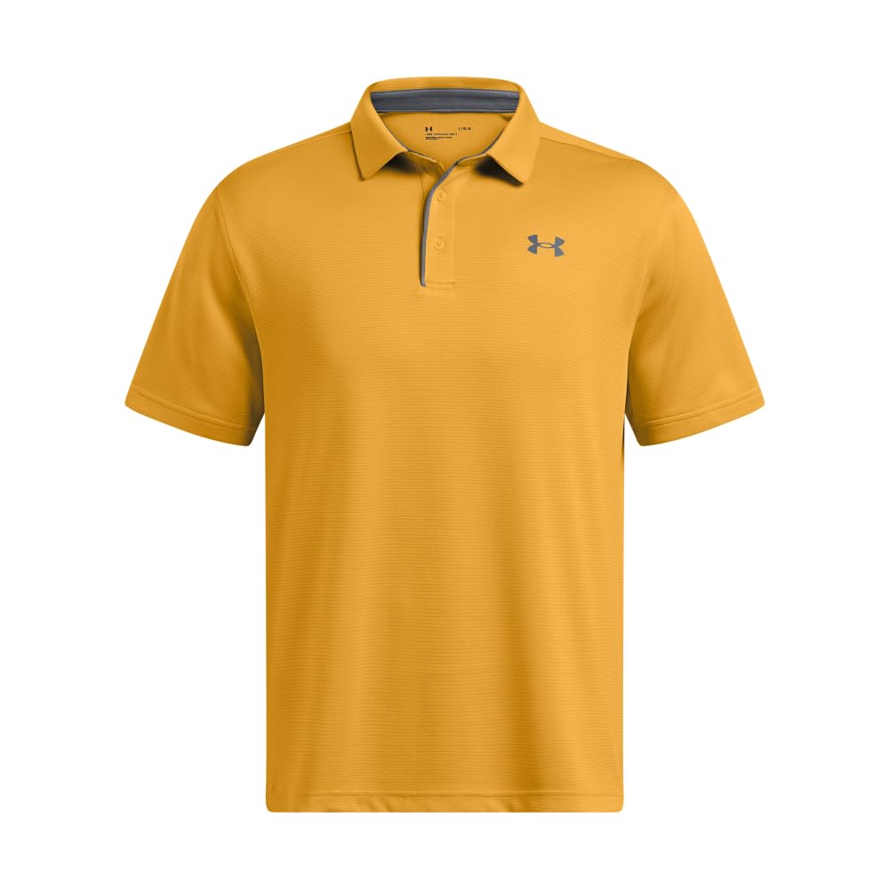 Under Armour Men's Tech Golf Polo, (711) Golden Yellow / / Pitch Gray, Small Tall