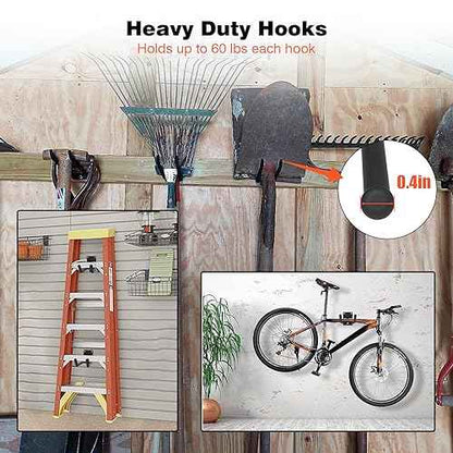 6 Packs 7.8inch Heavy Duty Garage Hooks, Garage Storage Organizer for Tool Organization, Shed Metal Utility Hooks Hanger for Tires, Bikes, Shed, Chair, Ladder, Ski and Snowboard