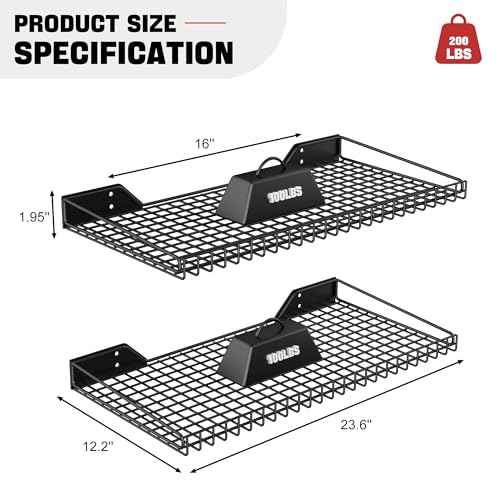 Ultrawall Wall Mounted Storage Shelf for Garage, 2 Pack Metal Shelf Rack, Heavy-Duty Wall Organizer Shelves Suitable for Shop, Shed, Garage 23.5inch x 12inch(Black)