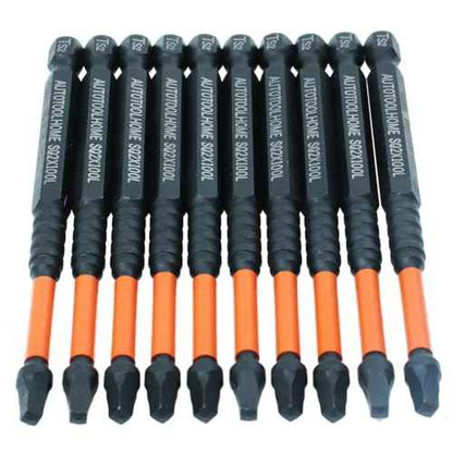 AUTOTOOLHOME 10 Pack #2 Square Driver Bit 4 inch Long Square Impact Drill Bit for Pocket Hole Jig System SQ2 Bits