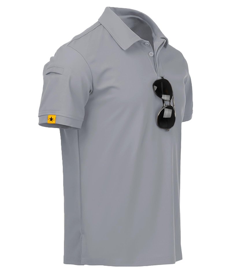 ZITY Mens Polo Shirt Short Sleeve Sports Tactical T-Shirt Athletic Golf Polos Daily Casual Stylish Collared Shirts for Men Light Grey Large