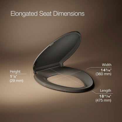 KOHLER 4636-RL-K4 Cachet ReadyLatch Elongated Toilet Seat Slow Close, Soft Close Toilet Seat Quiet Lid, Contoured Grip-Tight Bumpers Installation Hardware, Apartment Essentials, Cashmere (Pack of 2)