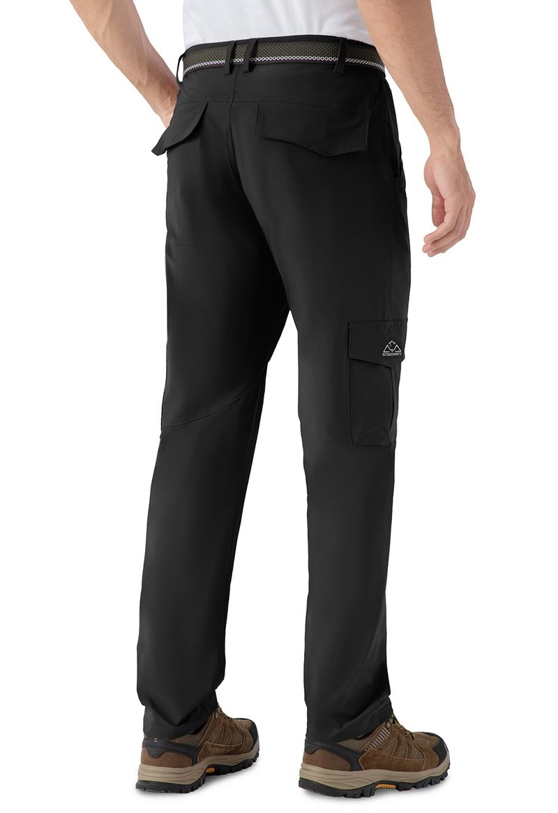 TBMPOY Men's Hiking Pants Lightweight 6 Cargo Pockets Quick Dry Water Resistant Outdoor Travel Work Fishing Black 36