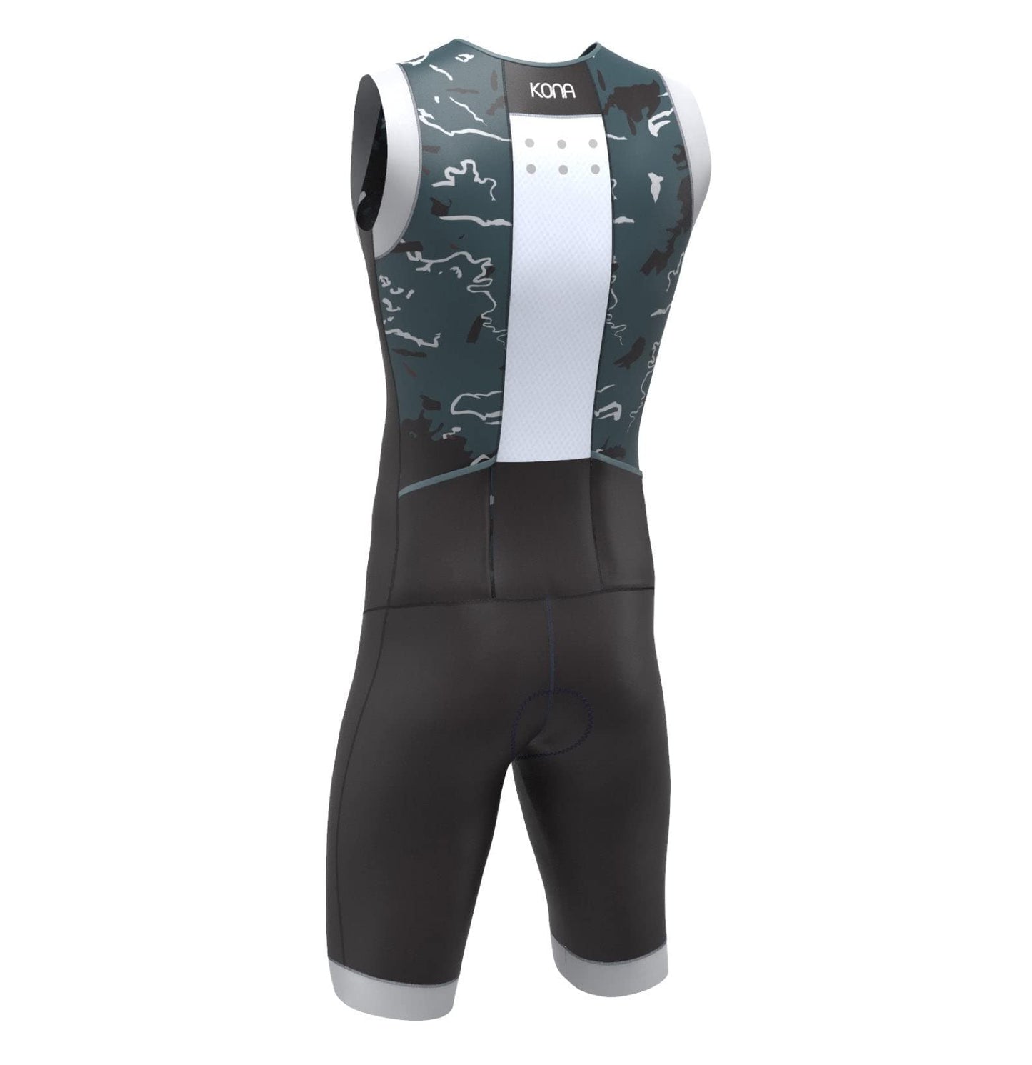 KONA Mens Assault Triathlon Race Suit - Sleeveless Skinsuit Padded Cycling Tri Suit for Swim Bike Run(Black, M)