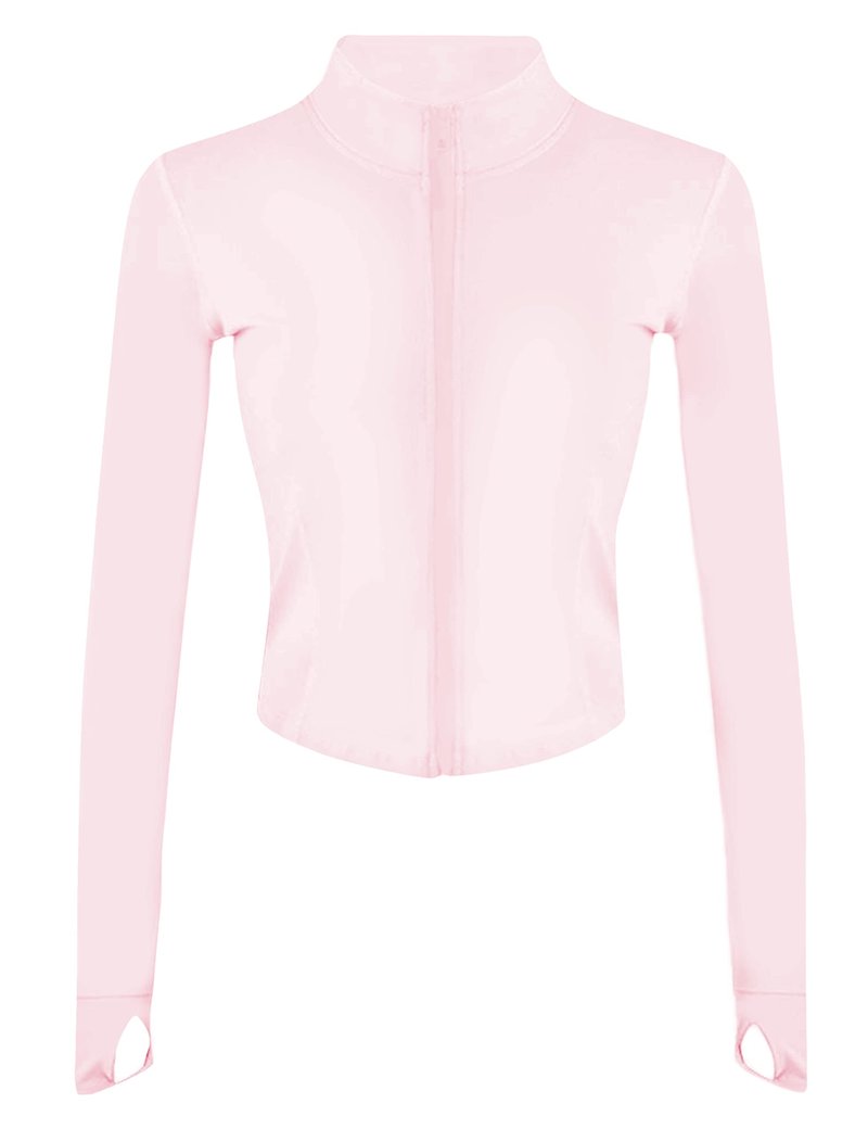 Lviefent Womens Lightweight Full Zip Running Track Jacket Workout Slim Fit Yoga Sportwear with Thumb Holes (Pink-M)