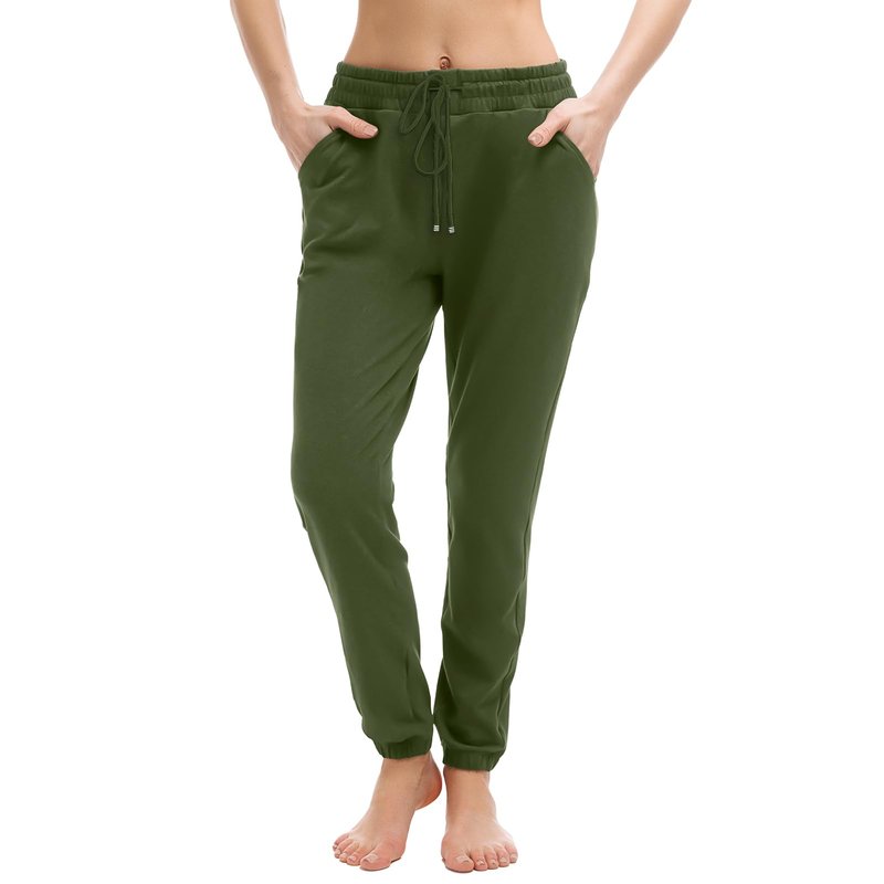 Walifrey Womens Joggers with Pockets, Drawstring Sweatpants Women for Lounging Jogging Gym and Workout OliveGreen,1 Pack OliveGreen XL