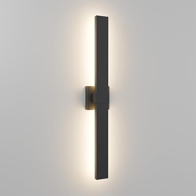 LamQee 31.5 In Aluminum Long Outdoor Wall Lights, 3000K 1223LM LED Waterproof IP65, Modern Exterior Lighting Fixture Linear Outdoor Sconce Wall Mount Outside Lighting for House Porch Patio Garage Door