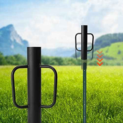 Black Fence Post Driver£¬16.5 Inch T Post Driver,12LB Hand Post Pounder with Handle, Heavy Duty Post Hole Diggers