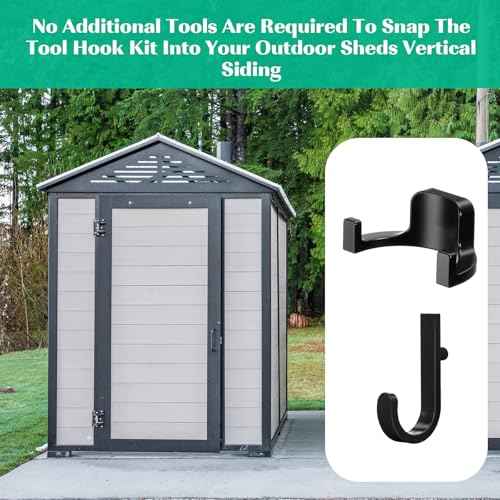 20 Pcs Storage Shed Tool Hooks Black Tool Hanger Compatible with Suncast Shed Accessories for Hanging Storage Shelves Organizer Accessories Parts Replacement Screws Brackets Ladders(J/u)