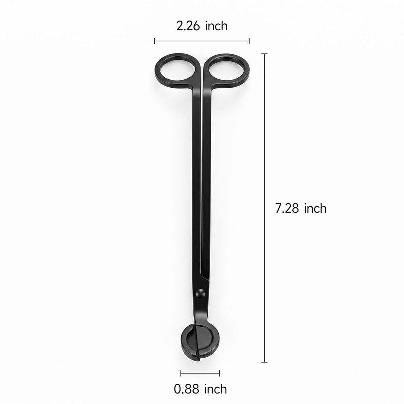CHEFBEE Candle Wick Trimmer, Black Polished Stainless Steel Wick Clipper Cutter, Scissors, Reaches Deep Into Candles to Cut Spent Cord, Allow Cleaner Burn and Prevent Soot Buildup