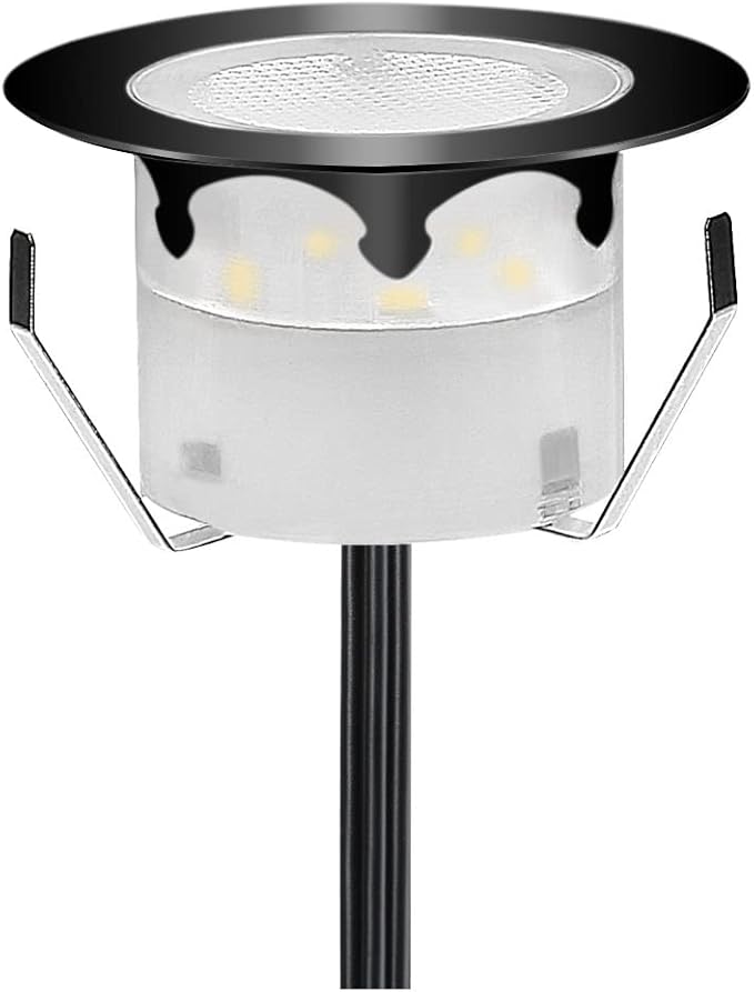 Led Deck Lights Outdoor Waterproof Low Voltage Stainless Steel Cool White 1W Outdoor Yard Garden Decoration Lamps Landscape Pathway Patio Step Stairs LED In-ground Lights(Black Border,1 Pack