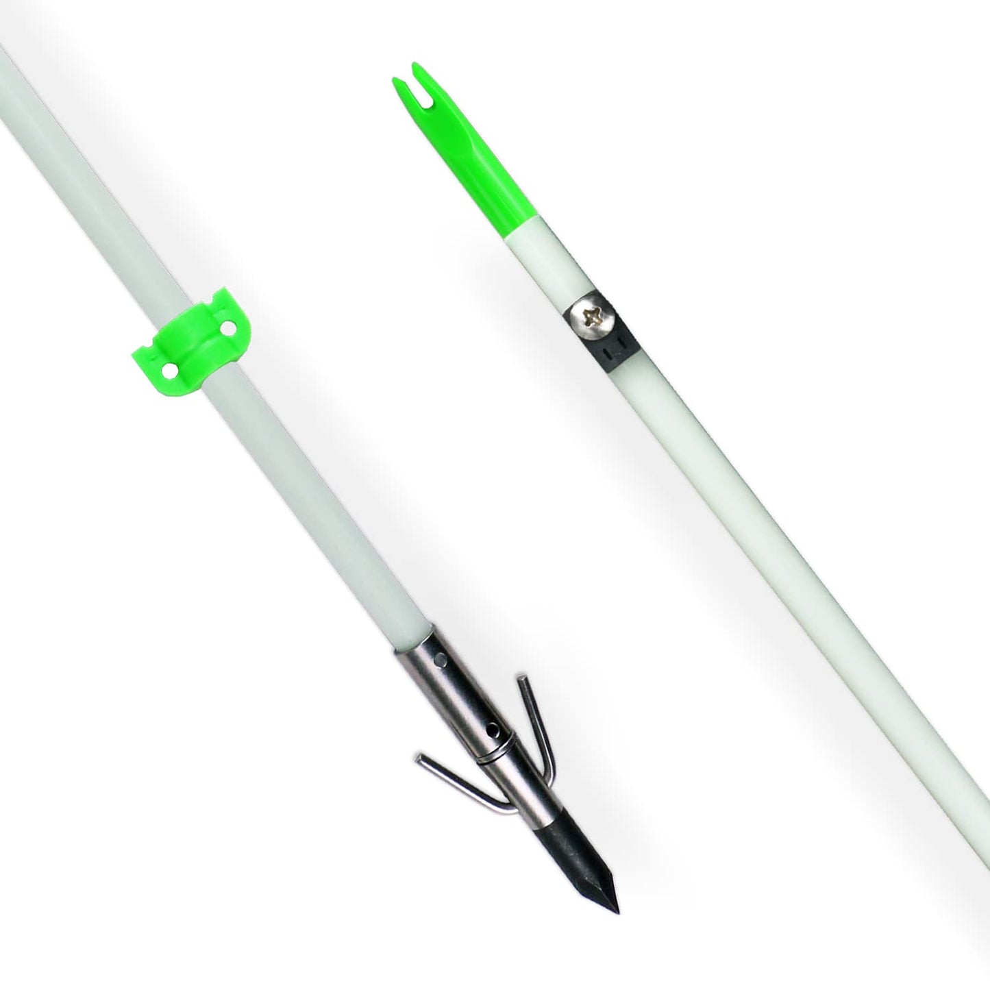TIGER ARCHERY 34inch Bowfishing Arrows Solid Fiberglass Shaft with Broadhead for Compound Bow and Recurve Bow Fishing Arrow Archery and Hunting (Pack of 6) (White)