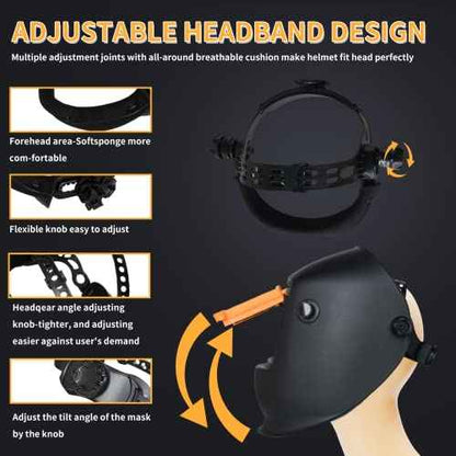 Auto Darkening Helmet with True Color View and Welding Gloves, Easy-flip Design Welder Helmet, Ultre Light and Solar Powered Welding Helemt, Adjustable Shade Range 4/9-13 for TIG MIG ARC Weld