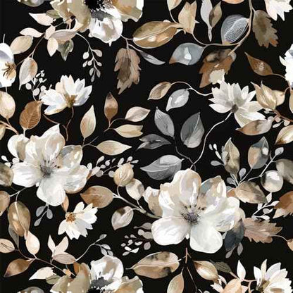Vintage Dark Black Floral Peel and Stick Wallpaper Modern Botanical Flower Waterproof Removable Self Adhesive Vinyl Contact Wall Paper for Farmhouse Bathroom 17.7" X 354" Roll
