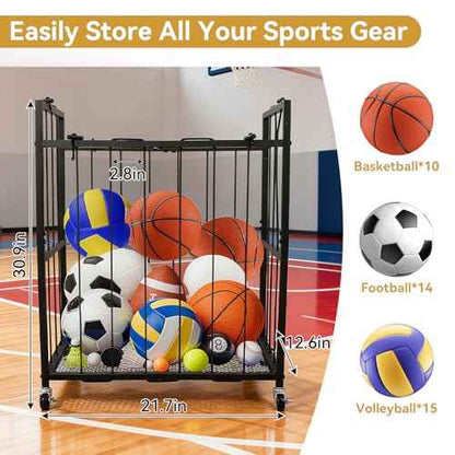 moniko Basketball Storage Rack ? Heavy Duty Sports Ball Organizer for Garage, Home, or Gym ? Holds 6-12 Basketballs/Soccer Balls ? Wall-Mounted or Freestanding Metal Rack
