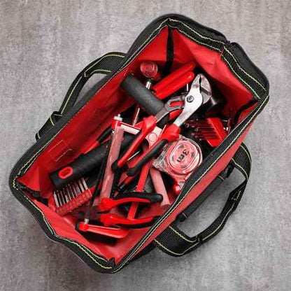 Silkfly 6 Pcs Tool Bag for Men Women Heavy Duty Tool Tote with Waterproof Hard Bottom Multi Pockets Large Mouth Organizer for Various Worker Electrician Carpenter Mechanic(13 Inch,Blue Green Red)