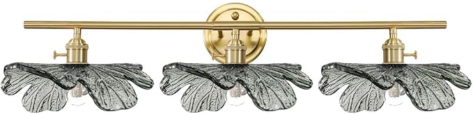 3 Light Bathroom Vanity Light Vintage Wall Sconce Gold Vanity lighting fixtures Over Mirror mid Century Modern Wall lamp with Dark Green Glass Shade Indoor Wall Light for Bedroom Hallway Living Room