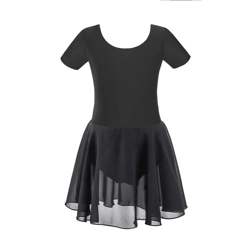 Stelle Ballet Leotards for Girls Dance Leotard with Skirt Toddler Dance Outfits Criss-Cross Back (Black,4-5 Years)