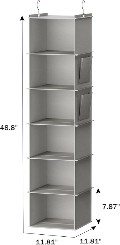 YOUDENOVA Hanging Closet Organizer, 6-Shelf Closet Hanging Storage Shelves
